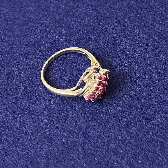 Multi-stone Ruby & Sterling Silver Ring, 8.5 - Picture 7 of 11